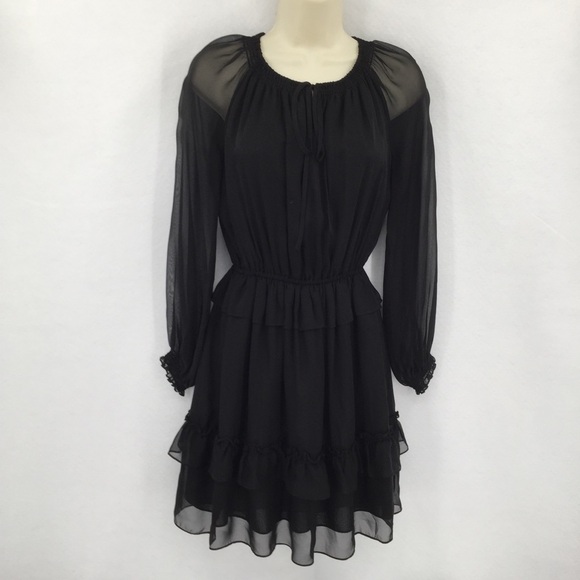 Diane Von Furstenberg Dresses & Skirts - DVF Diane von Furstenberg Haven black silk sheer ruffle chiffon dress new S 4 6